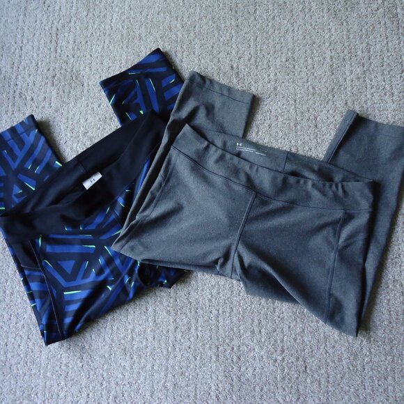 2 Under Armour Heat Gear Athletic Compression Pants L Bundle of 2 - Picture 1 of 12